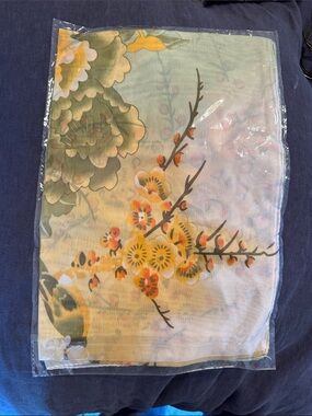 Brand New Floral Printed Lightweight Scarf in Yellow, Green & Cream